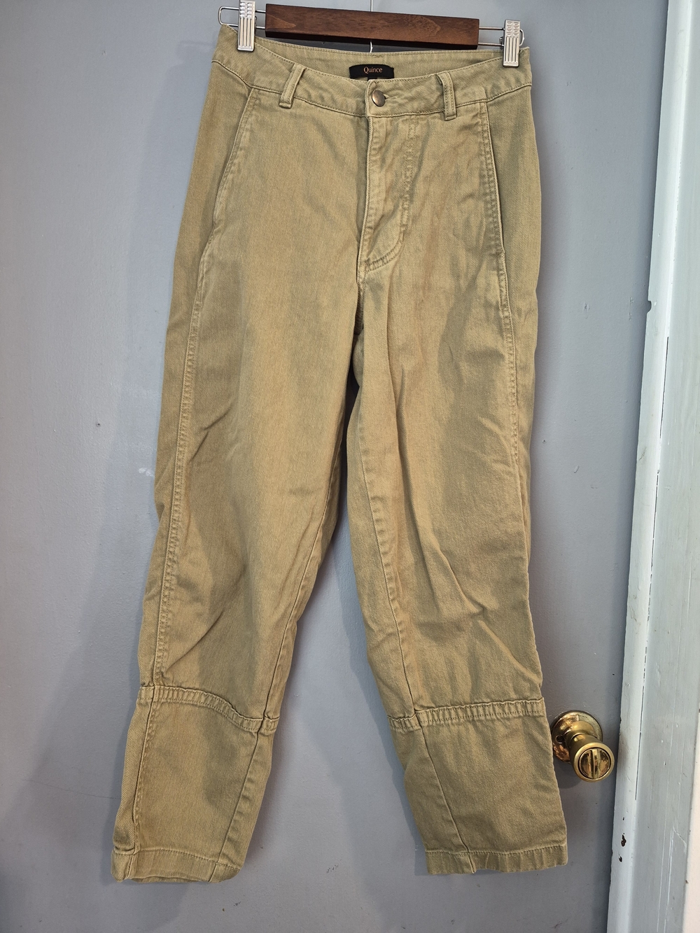 Quince Women's Olive Twill Barrell Pants